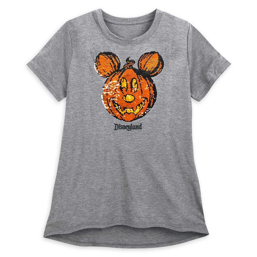 Mickey Mouse Reversible Sequin Pumpkin T-Shirt For Women – Disneyland