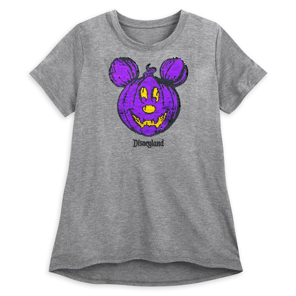 Mickey Mouse Reversible Sequin Pumpkin T-Shirt For Women – Disneyland