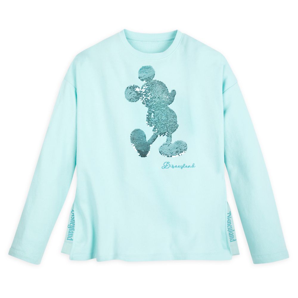 Mickey Mouse Reversible Sequin Sweatshirt for Women – Disneyland – Arendelle Aqua