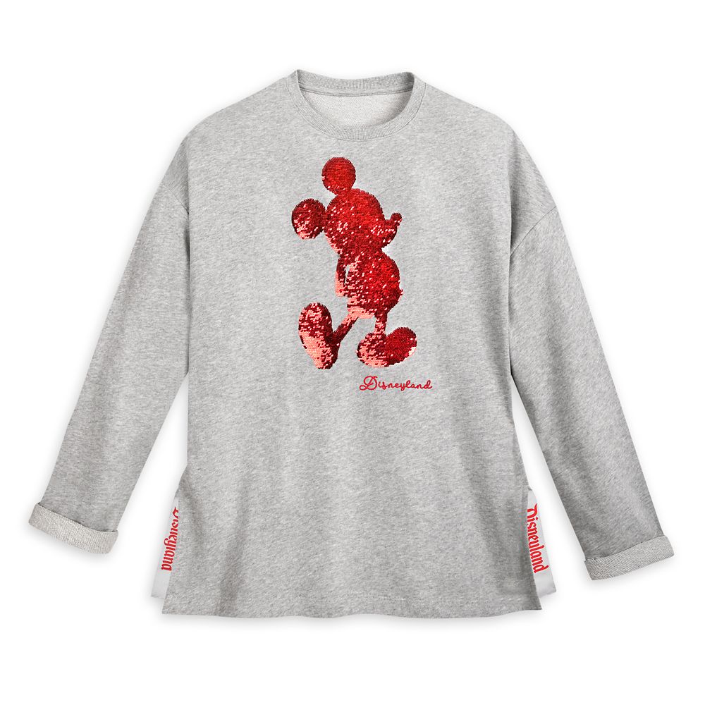 Mickey Mouse Reversible Sequin Sweatshirt for Women – Disneyland – Gray