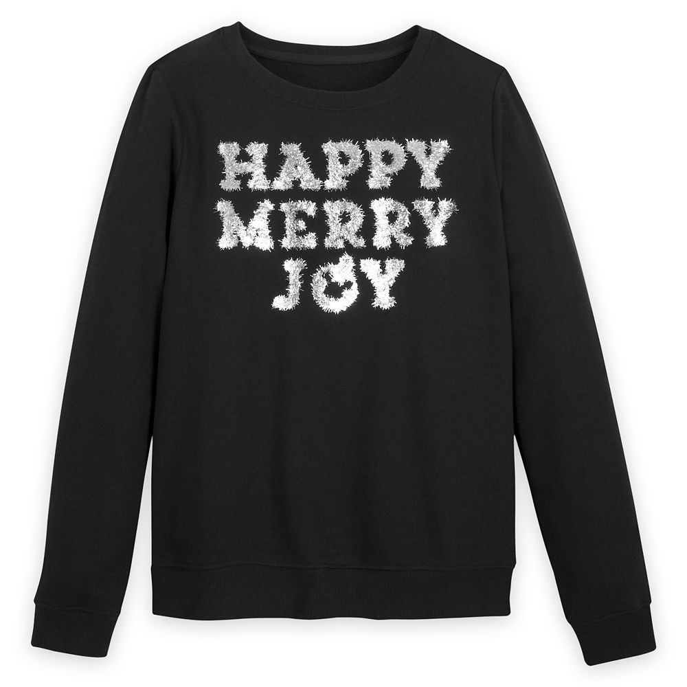 ''Happy Merry Joy'' Tinsel Pullover Sweatshirt for Women