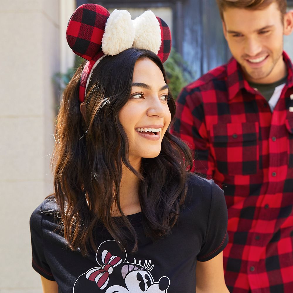 Minnie Mouse Plaid Holiday Ear Headband for Adults