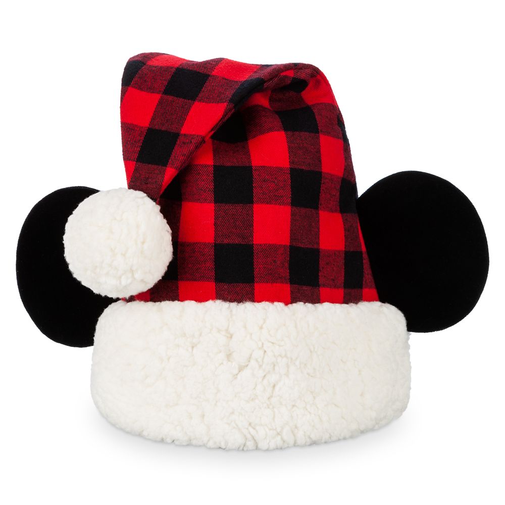 Mickey Mouse Plaid Santa Hat for Adults