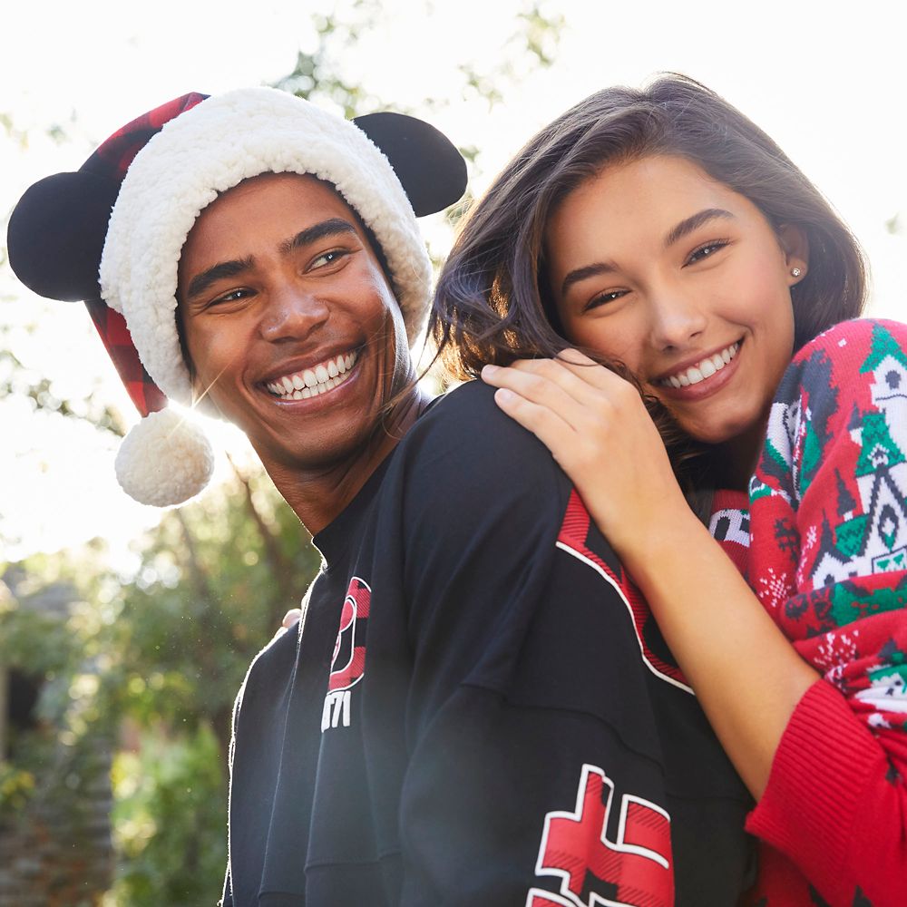 Mickey Mouse Plaid Santa Hat for Adults