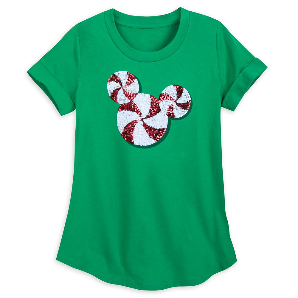 Mickey Mouse Peppermint Sequined T-Shirt for Women