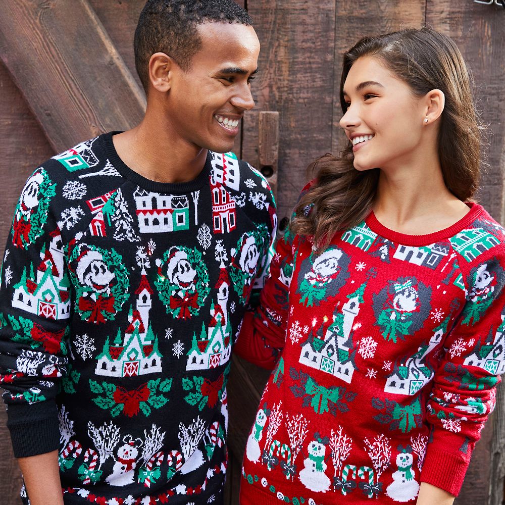 Mickey and Minnie Mouse Light-Up Holiday Sweater for Women