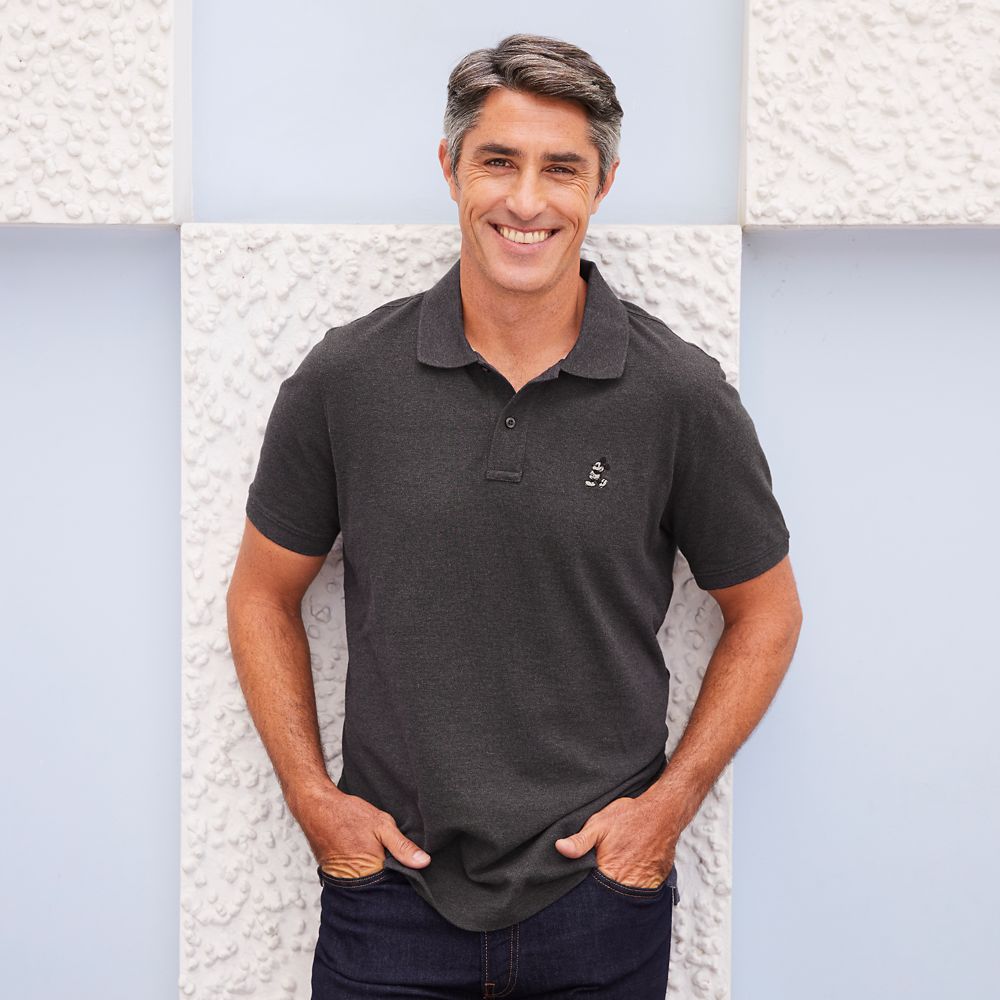 Mickey Mouse Pique Cotton Polo Shirt for Men – Charcoal