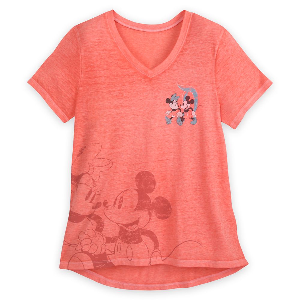 Mickey and Minnie Mouse V-Neck T-Shirt for Women – Disneyland