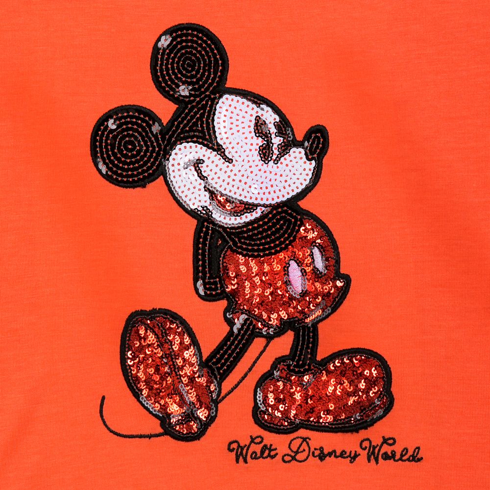 Mickey Mouse Sequined T-Shirt for Women – Coral – Walt Disney World