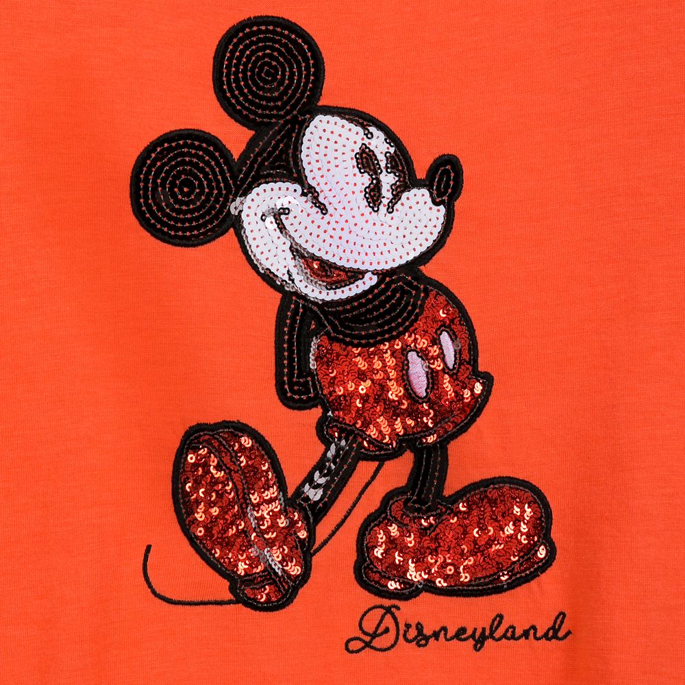 Mickey Mouse Sequined T-Shirt for Women – Coral – Disneyland