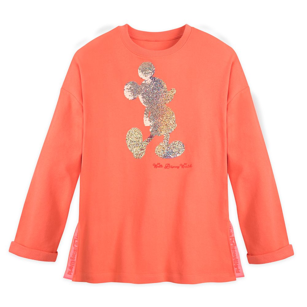 Mickey Mouse Reversible Sequin Pullover for Women – Walt Disney World – Coral