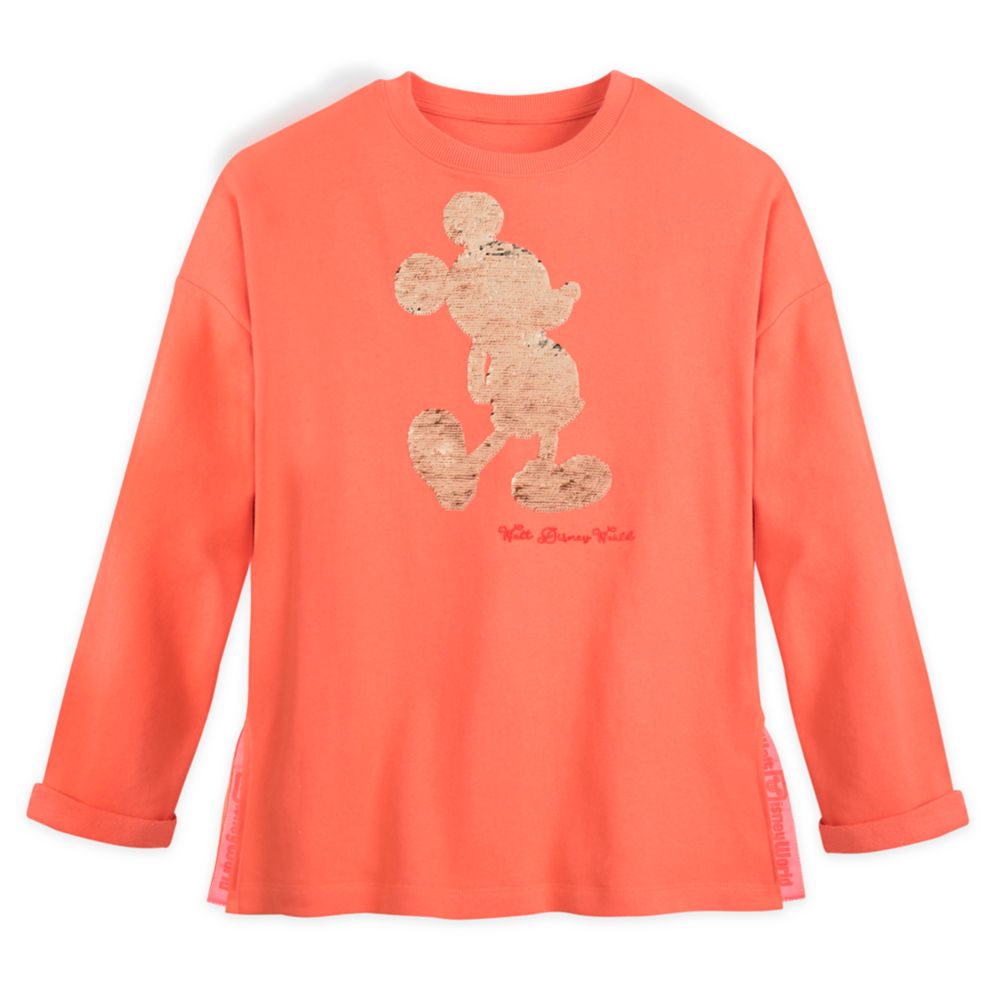 Mickey Mouse Reversible Sequin Pullover for Women – Walt Disney World – Coral