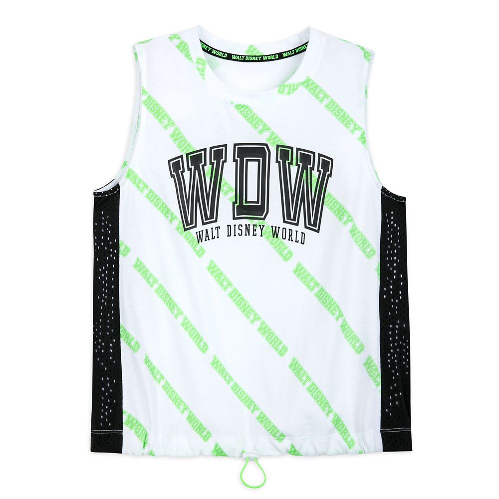 Walt Disney World White and Neon Green Tank Top for Women