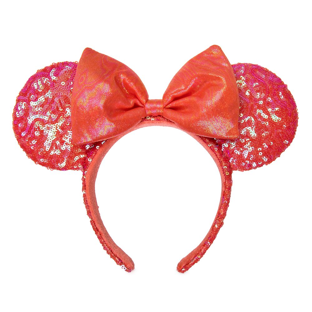 Minnie Mouse Sequined Ear Headband for Adults – Coral