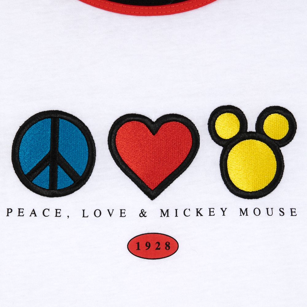 Mickey Mouse Peace & Love Ringer T-Shirt for Adults
