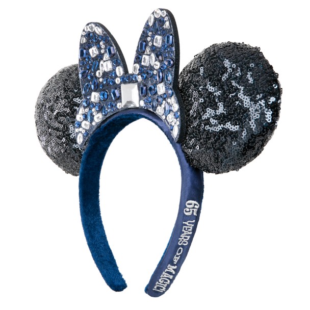 Minnie Mouse Sequined Ear Headband with Jeweled Bow – Disneyland 65th Anniversary