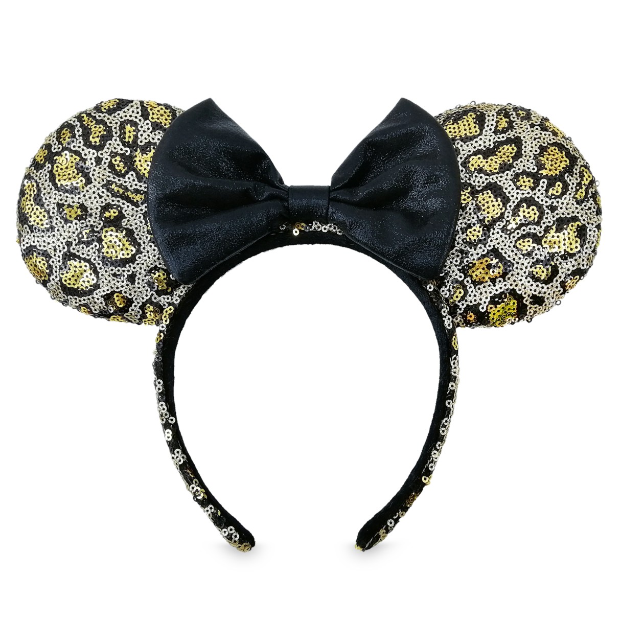 Minnie Mouse Sequined Leopard Print Ear Headband with Bow