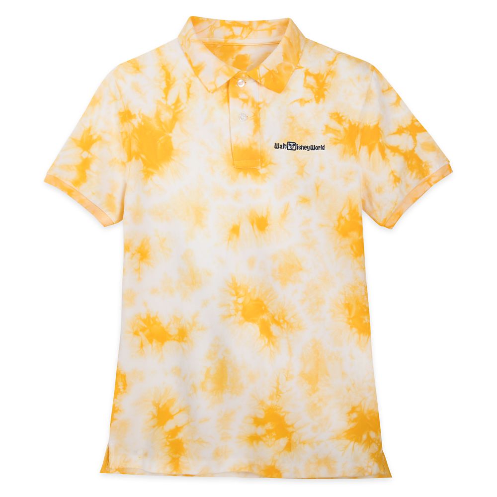 Walt Disney World Tie-Dye Polo Shirt for Men – Slim Fit – Yellow