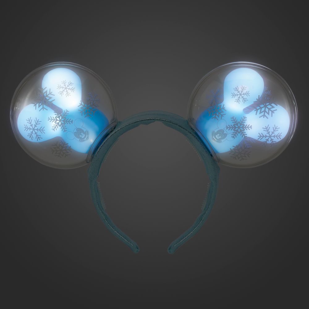 Mickey Mouse Snowflake Balloon Light-Up Ears Headband for Adults