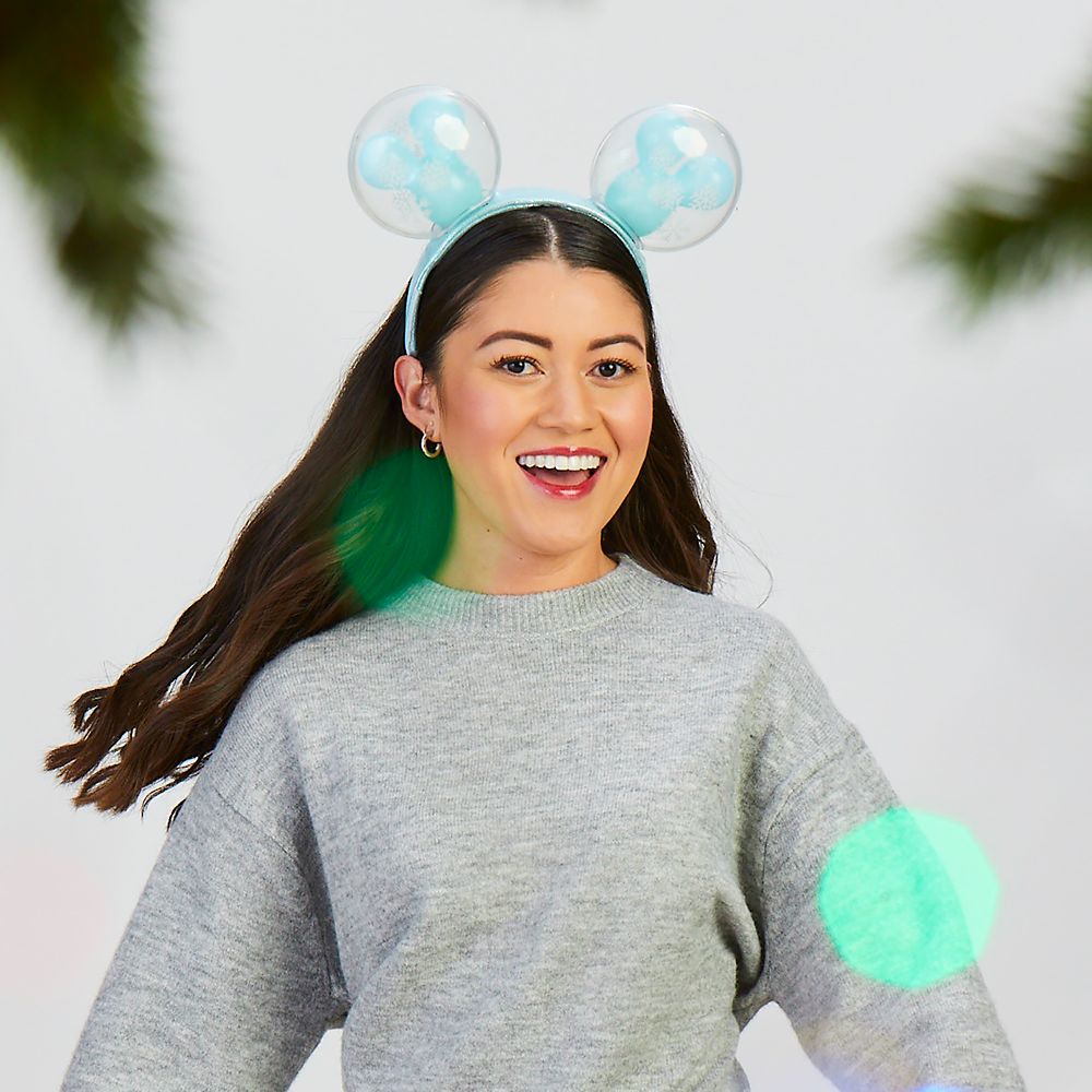 Mickey Mouse Snowflake Balloon Light-Up Ears Headband for Adults