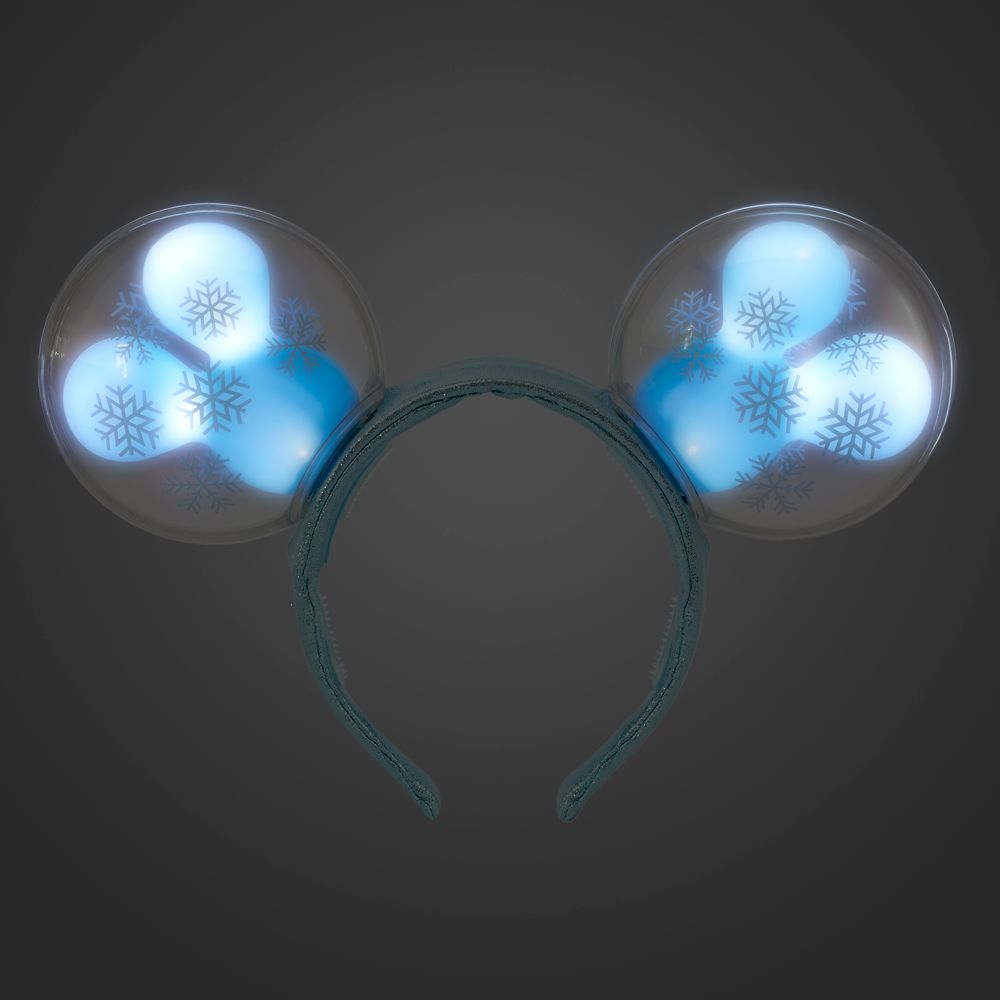 Mickey Mouse Snowflake Balloon Light-Up Ears Headband for Adults