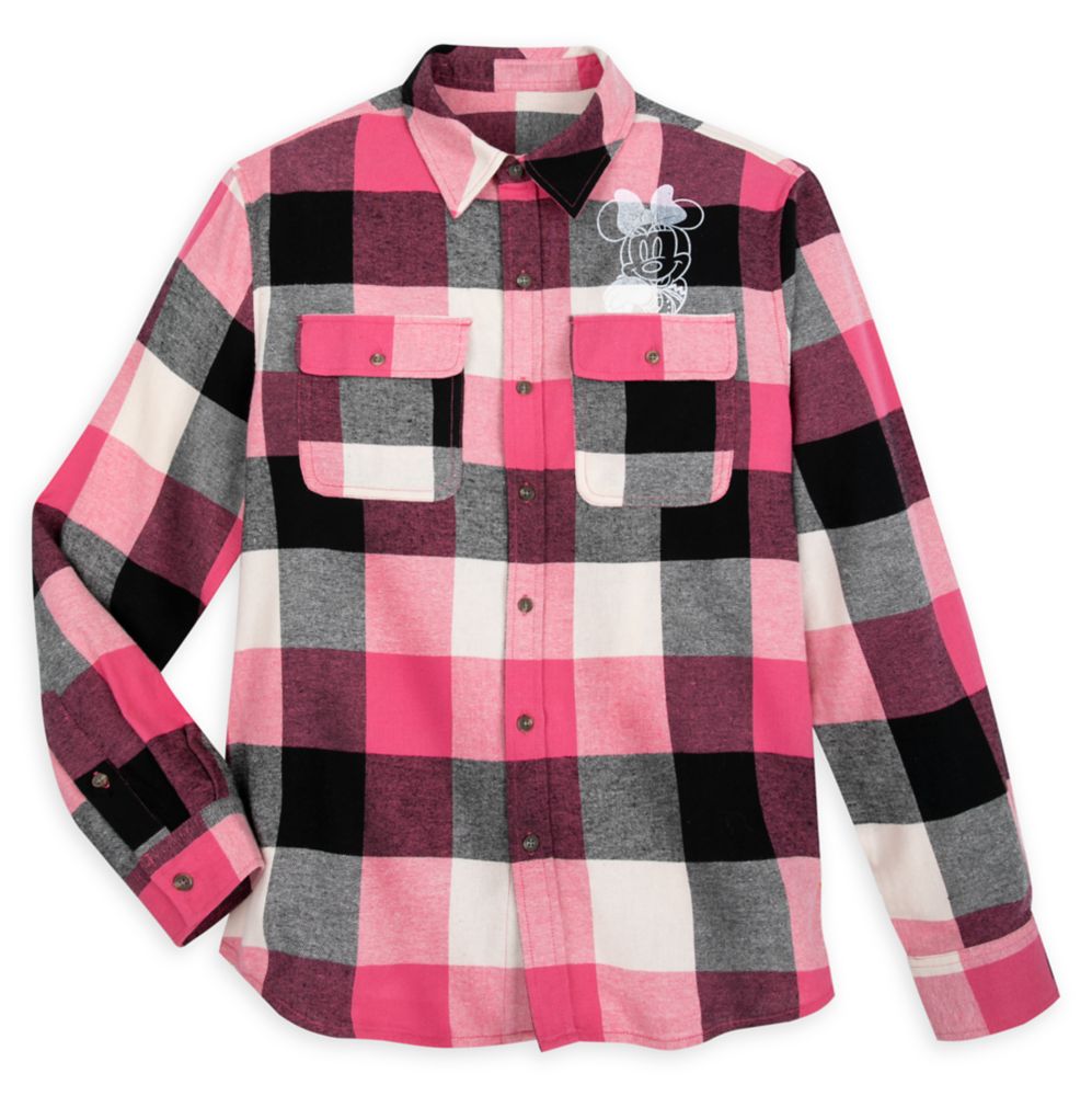 Minnie Mouse Plaid Flannel Shirt for Adults