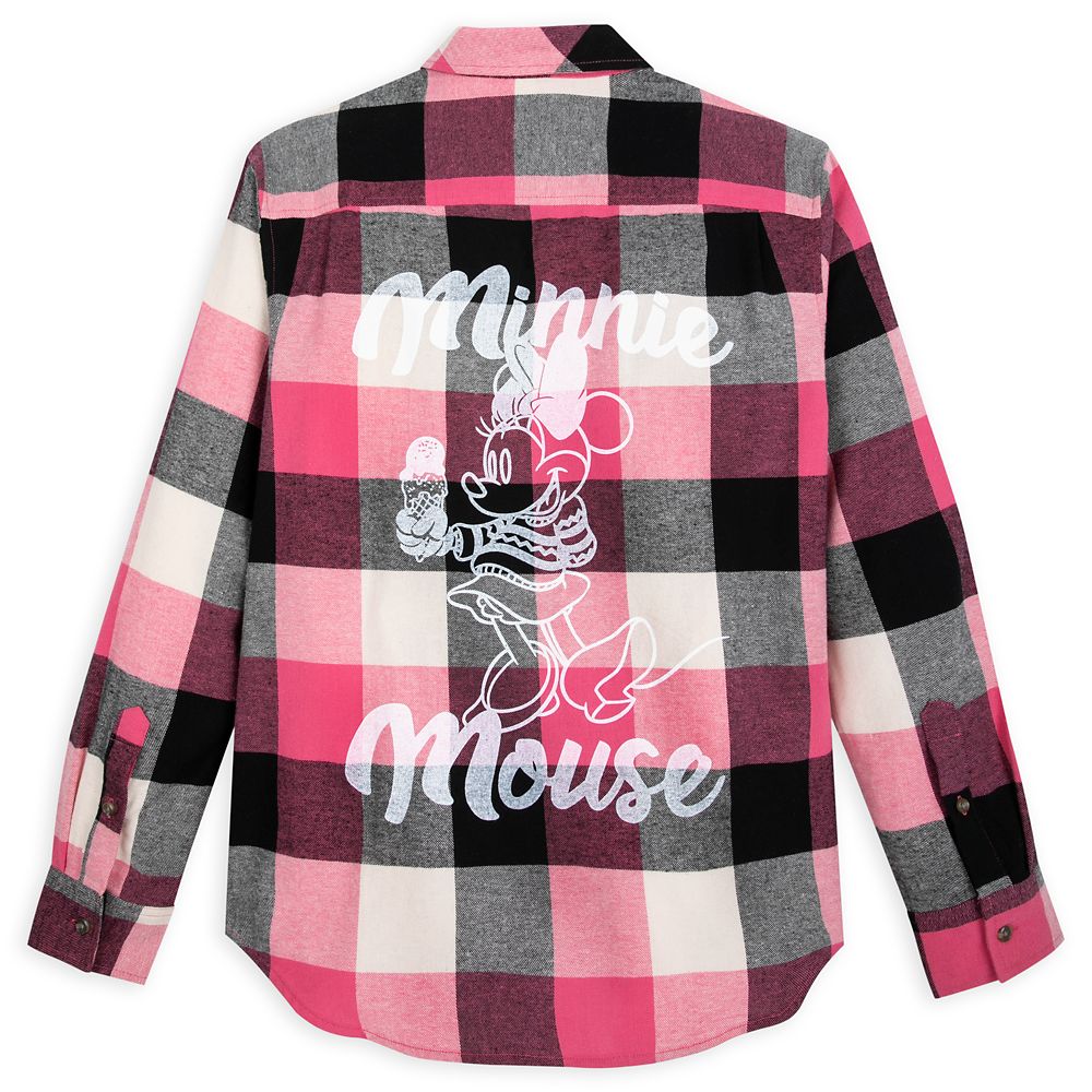 Minnie Mouse Plaid Flannel Shirt for Adults