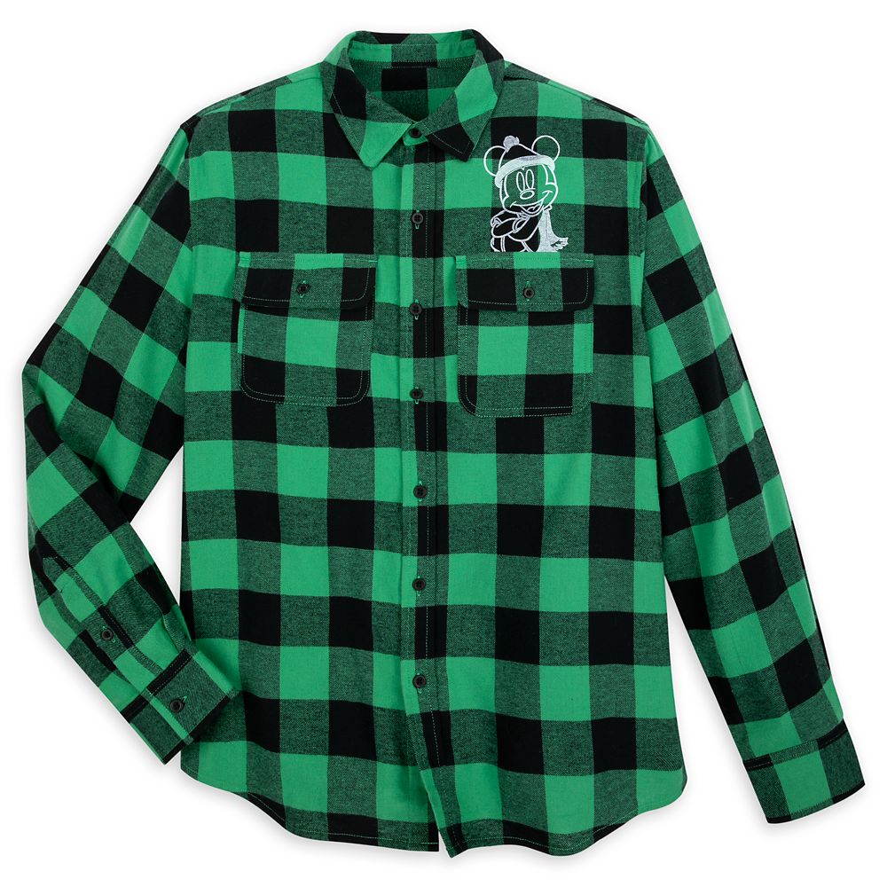 Mickey Mouse Plaid Flannel Shirt for Adults