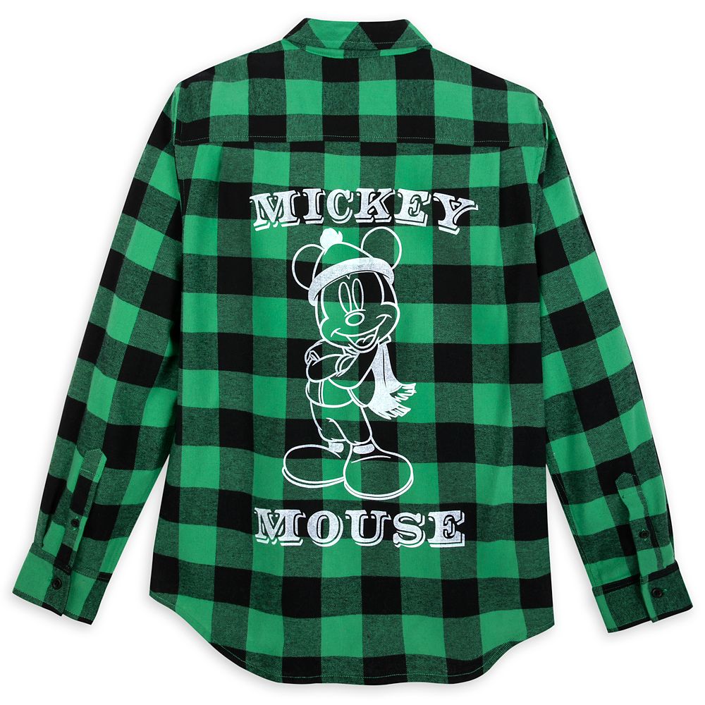 Mickey Mouse Plaid Flannel Shirt for Adults