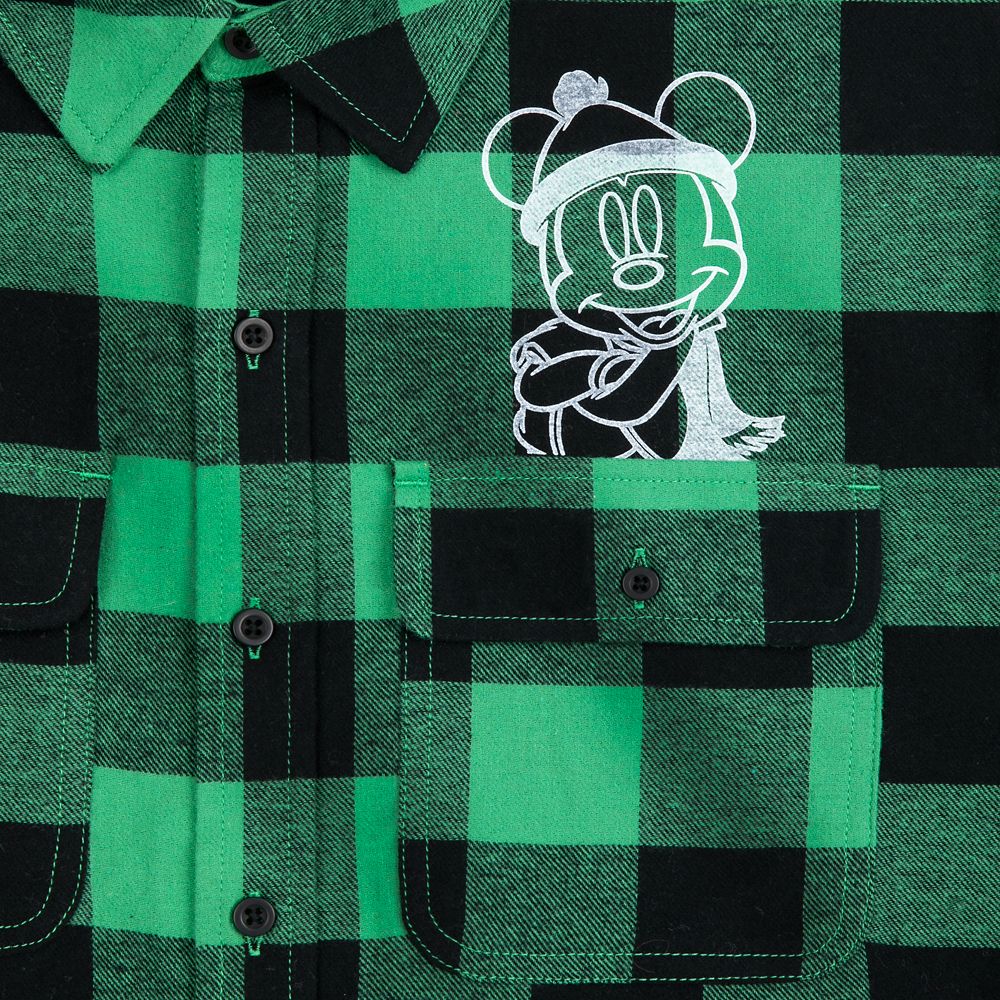 Mickey Mouse Plaid Flannel Shirt for Adults