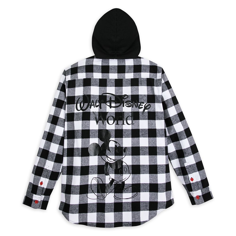 Mickey Mouse Classic Fashion Hoodie for Adults – Walt Disney World – Black & White Plaid