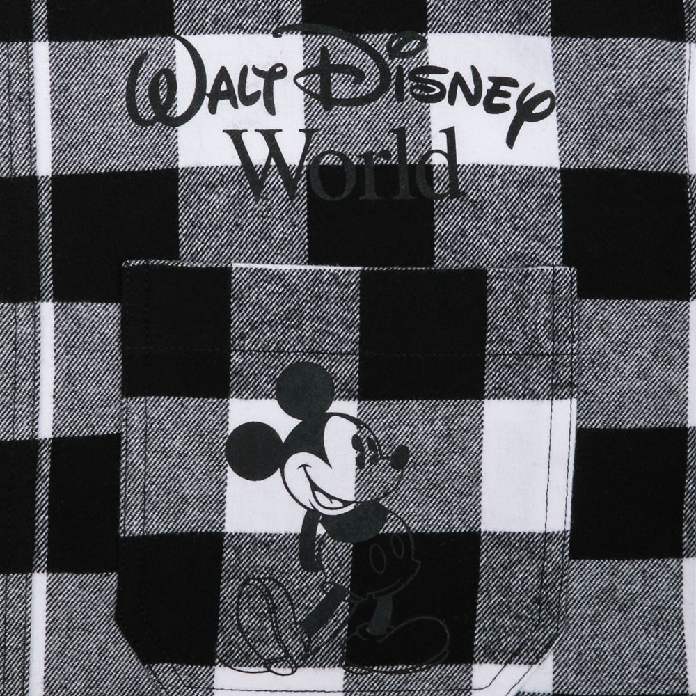 Mickey Mouse Classic Fashion Hoodie for Adults – Walt Disney World – Black & White Plaid