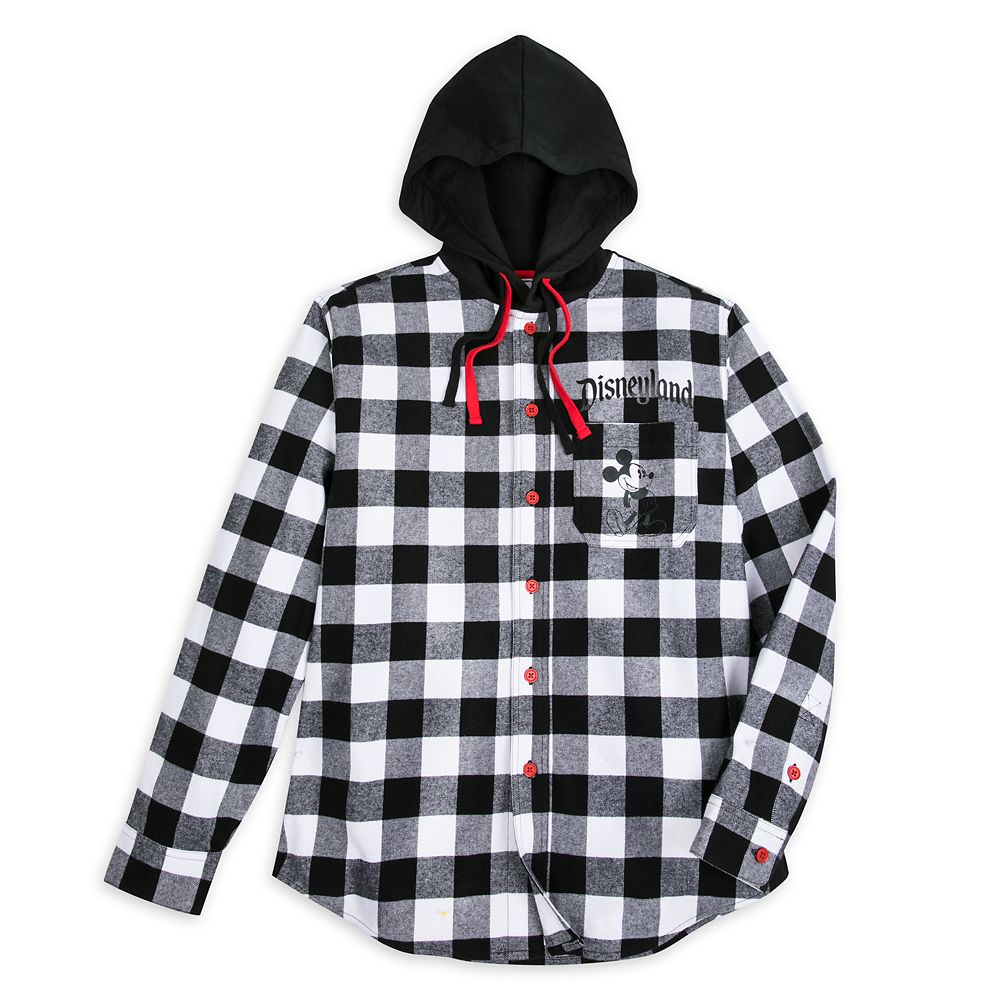 Mickey Mouse Classic Fashion Hoodie for Adults – Disneyland – Black & White Plaid