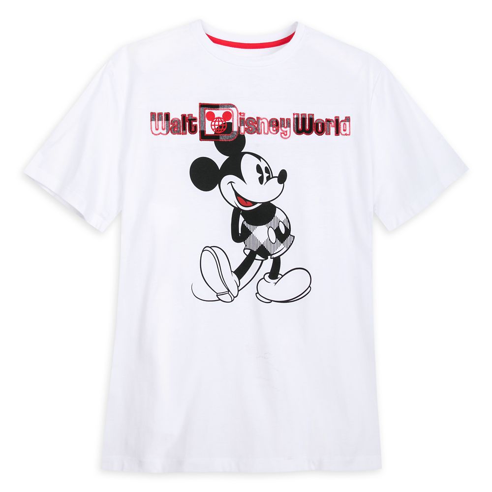 Mickey Mouse Classic T-Shirt for Adults – Walt Disney World – Black & White Plaid