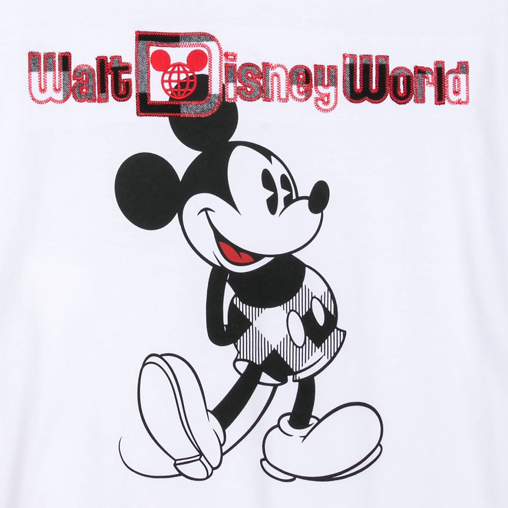 Mickey Mouse Classic T-Shirt for Adults – Walt Disney World – Black & White Plaid