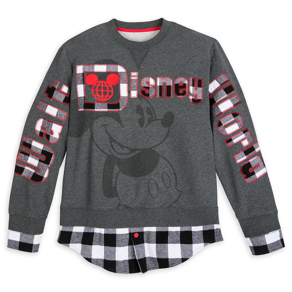 Mickey Mouse Classic Fashion Pullover for Adults – Walt Disney World – Black & White Plaid