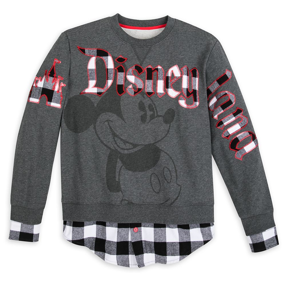Mickey Mouse Classic Fashion Pullover for Adults – Disneyland – Black & White Plaid