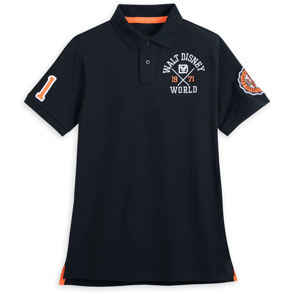 Walt Disney World Collegiate Polo Shirt for Adults – Slim Fit – Black