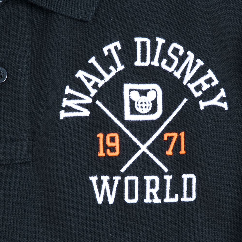 Walt Disney World Collegiate Polo Shirt for Adults – Slim Fit – Black