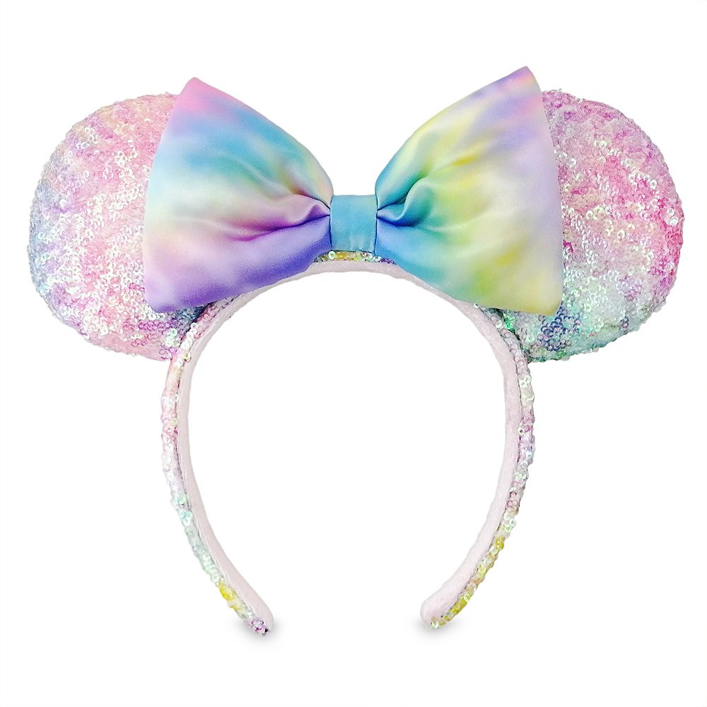 Minnie Mouse Sequin Ear Headband – Pastel Rainbow