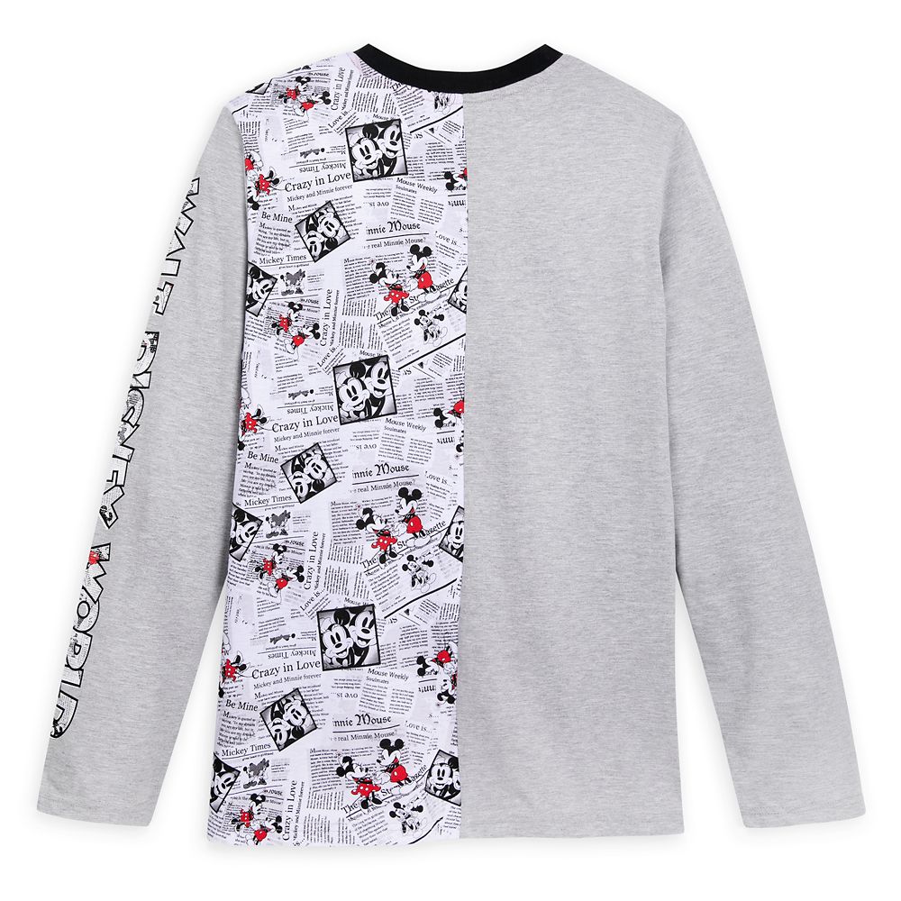 Mickey and Minnie Mouse Newsprint Long Sleeve T-Shirt for Adults – Walt Disney World