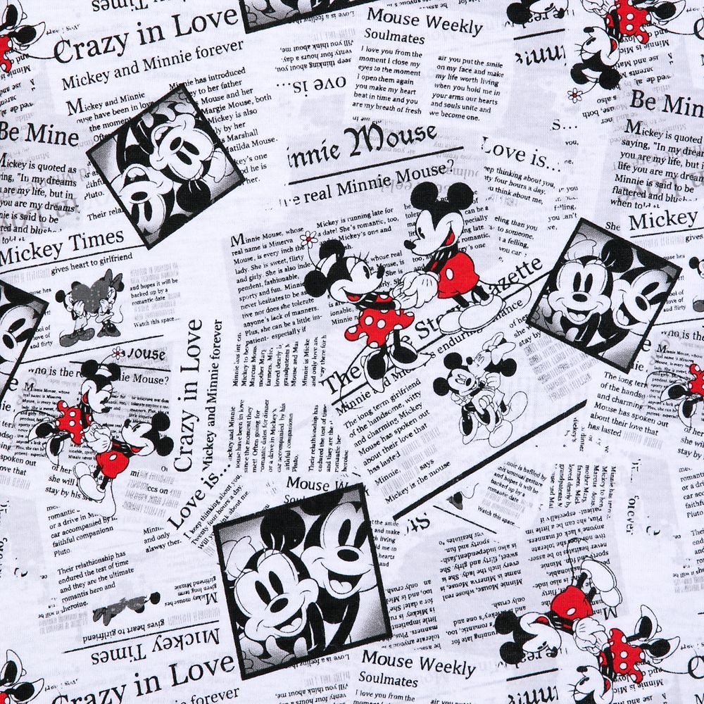 Mickey and Minnie Mouse Newsprint Long Sleeve T-Shirt for Adults – Disneyland