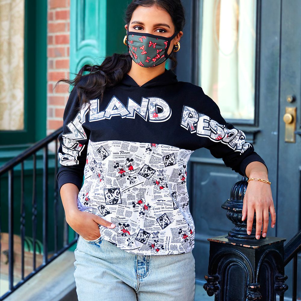 Mickey and Minnie Mouse Newsprint Pullover Hoodie for Women – Disneyland