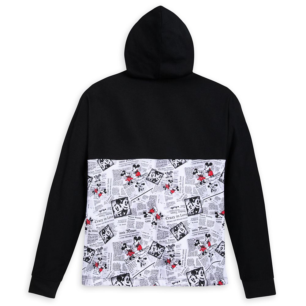 Mickey and Minnie Mouse Newsprint Pullover Hoodie for Women – Disneyland