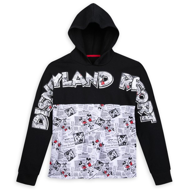 Mickey and Minnie Mouse Newsprint Pullover Hoodie for Women – Disneyland