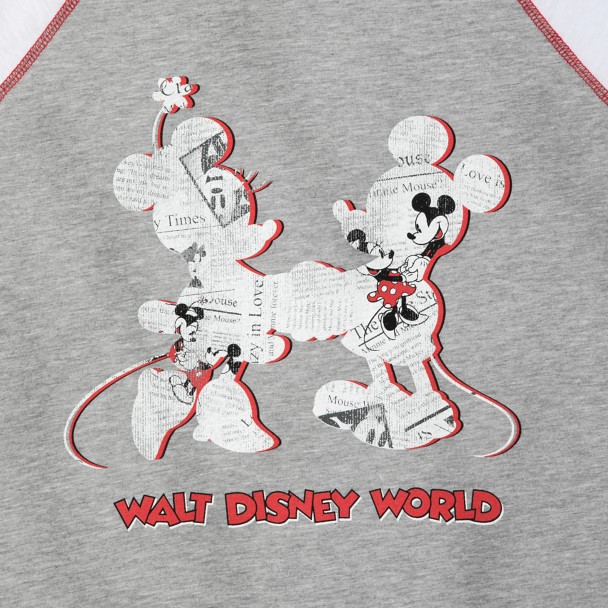 Mickey and Minnie Mouse Newsprint Raglan Long Sleeve T-Shirt for Women – Walt Disney World
