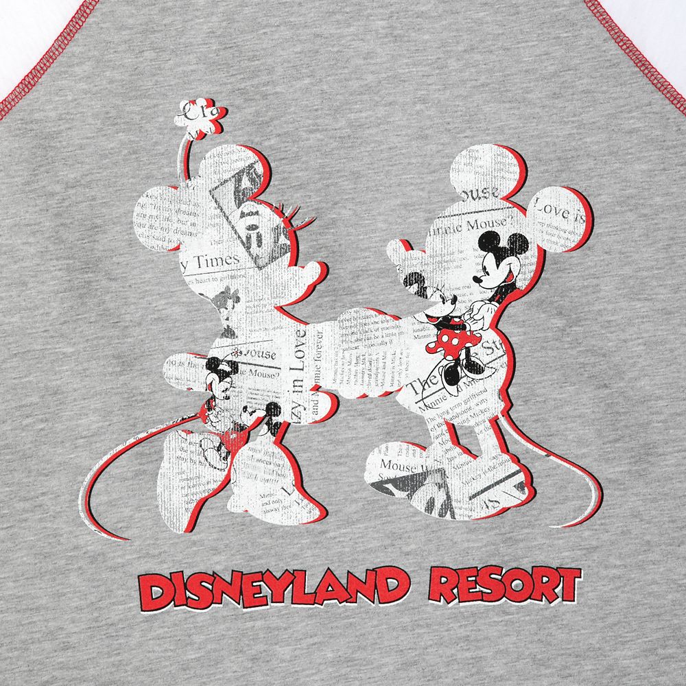 Mickey and Minnie Mouse Newsprint Raglan Long Sleeve T-Shirt for Women – Disneyland