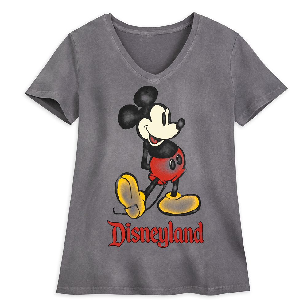 Mickey Mouse V-Neck T-Shirt for Women – Disneyland – Charcoal