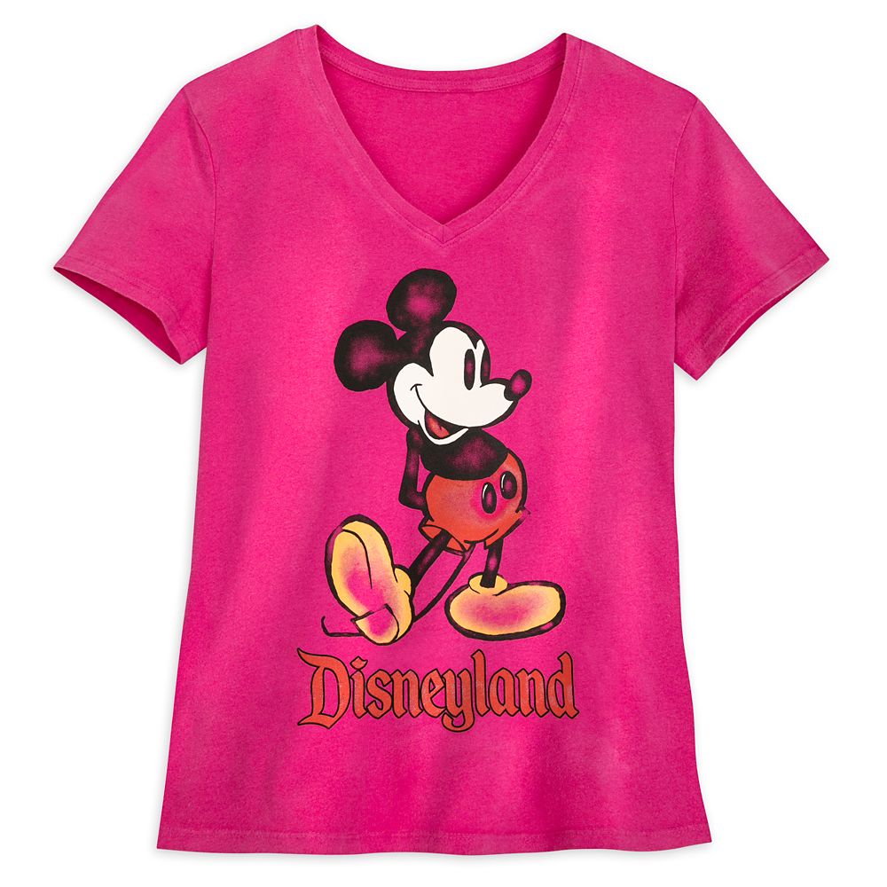Mickey Mouse V-Neck T-Shirt for Women – Disneyland – Pink
