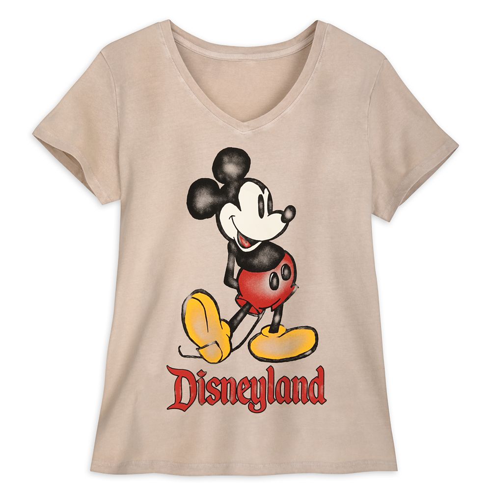 Mickey Mouse V-Neck T-Shirt for Women – Disneyland – Oatmeal